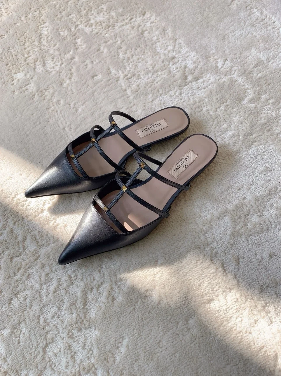 Valentino Rockstud Wispy Mules in Black Leather product view 7