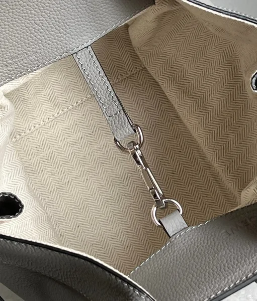 Loewe Compact Hammock Bag in Pearl Grey Grained Calfskin product view 7