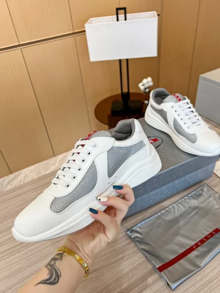 Prada America’s Cup Sneakers in White Rubber and Bike Fabric product view 2