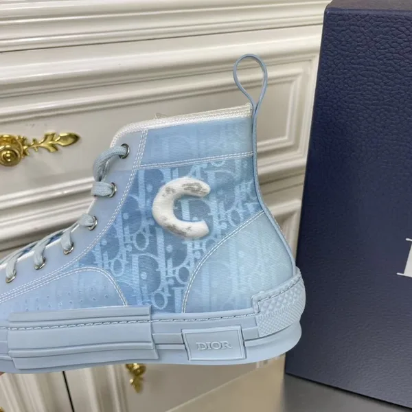 Dior Men’s B23 High-top Sneakers In Ligth Blue Oblique Canvas product view 5