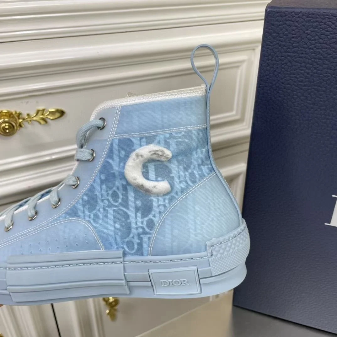 Dior Men’s B23 High-top Sneakers In Ligth Blue Oblique Canvas product view 5
