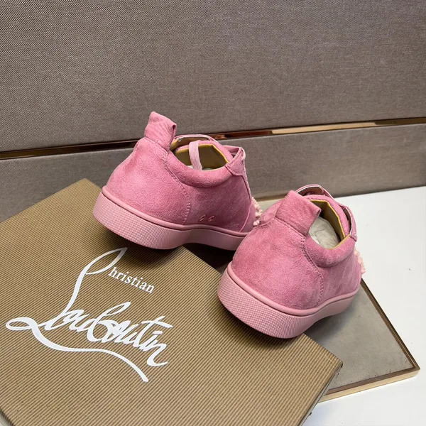 Christian Louboutin Louis Junior Spikes Suede-Effect Sneakers Pink product view 8