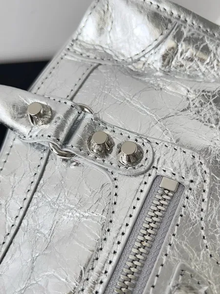 Balenciaga Le City Small Bag in Silver Metallic Lambskin product view 3