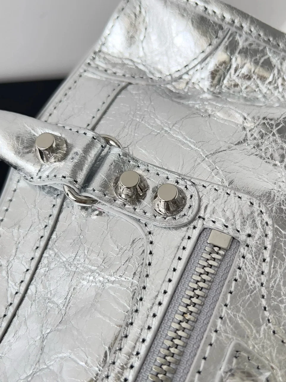 Balenciaga Le City Small Bag in Silver Metallic Lambskin product view 3