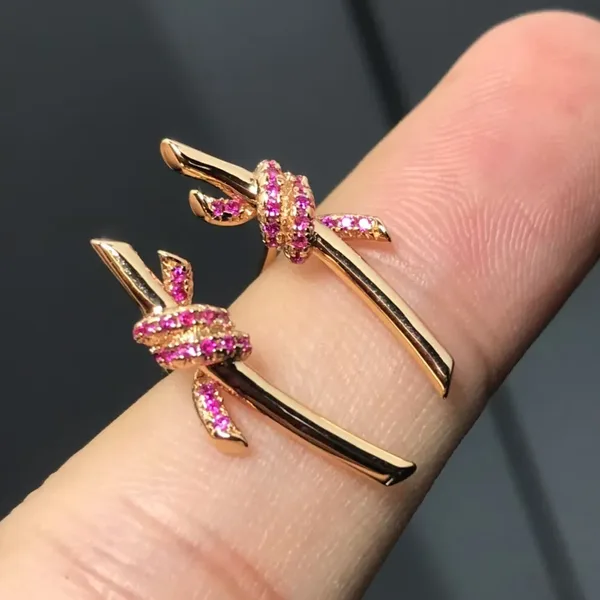 Tiffany & Co. Knot Pink Pavé-Effect Stud Earrings Rose-Tone product view 2