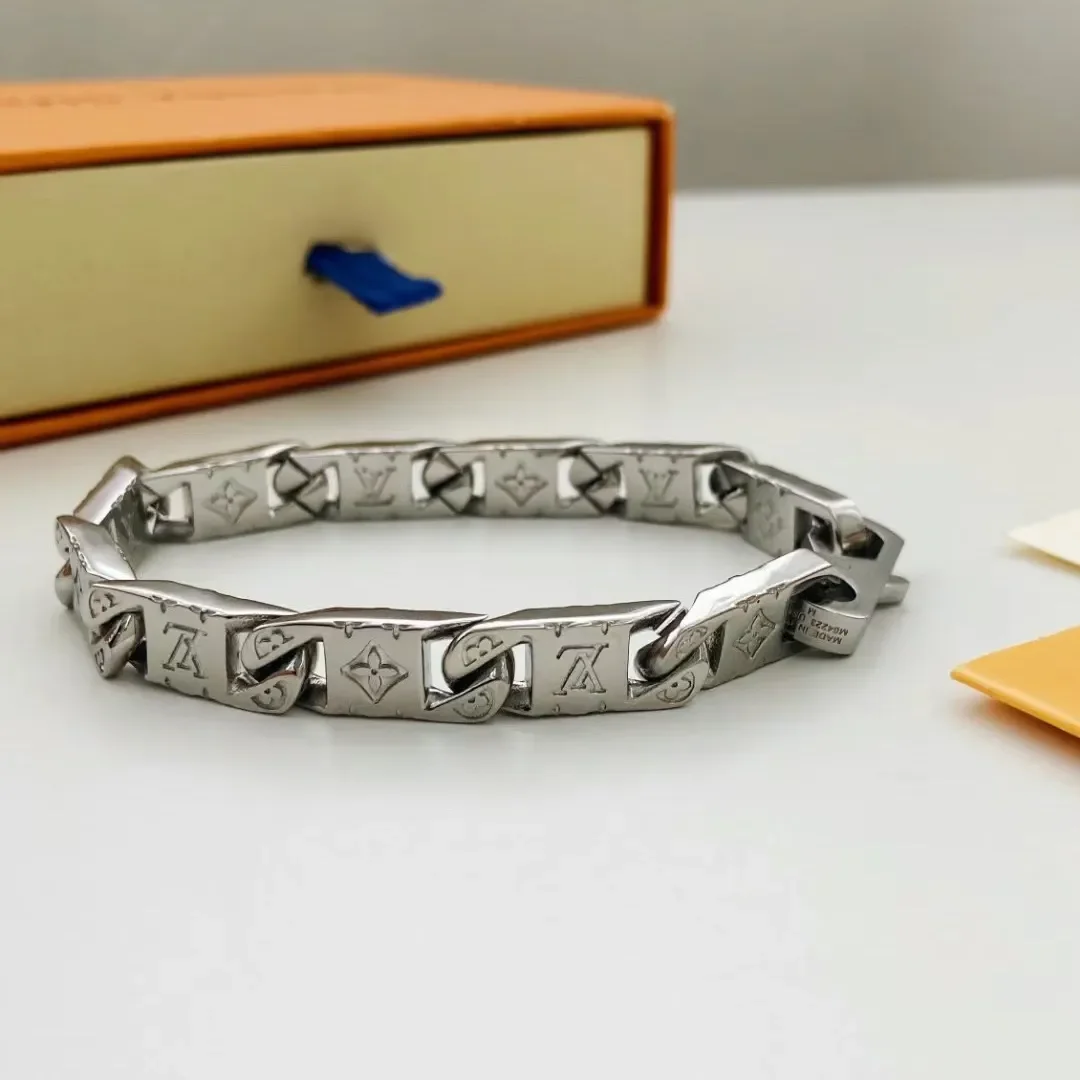 Louis Vuitton Monogram Plate Link Bracelet Silver-Tone product view 3