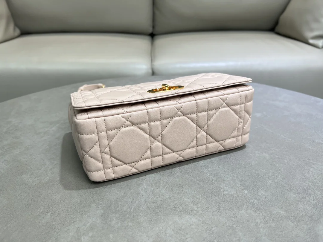 Medium Soft Dior Caro Bag — Beige with Gold-Tone Hardware product view 2