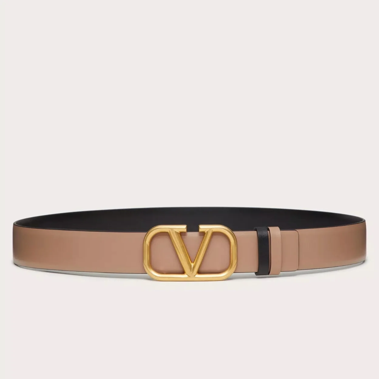 Valentino VLogo Reversible Belt 30mm in Beige and Black Calfskin product view 1
