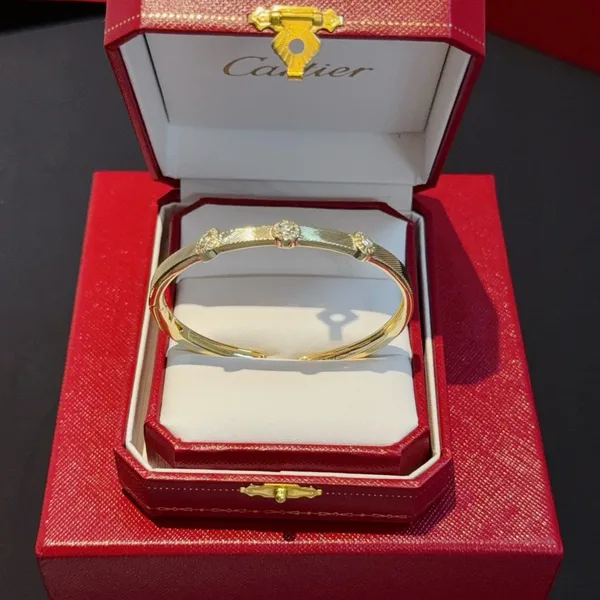 Cartier Gold-Tone Open Cuff with Three Crystal-Effect Accents product view 5