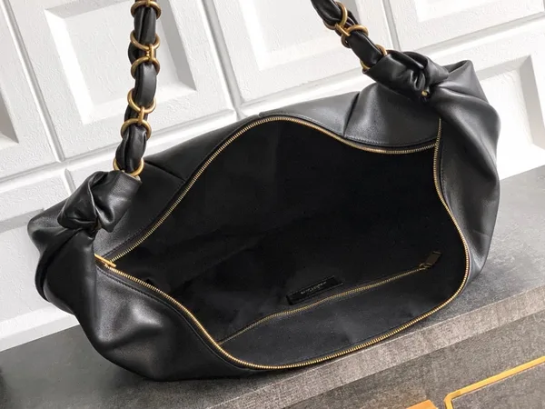 Saint Laurent Amalia Hobo Bag in Black Lambskin product view 6