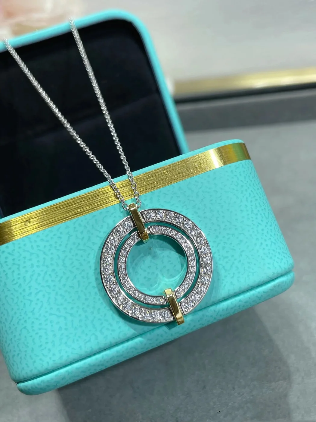 Tiffany & Co. Two-Tone Round Pavé-Effect Pendant Necklace Two-Tone product view 2