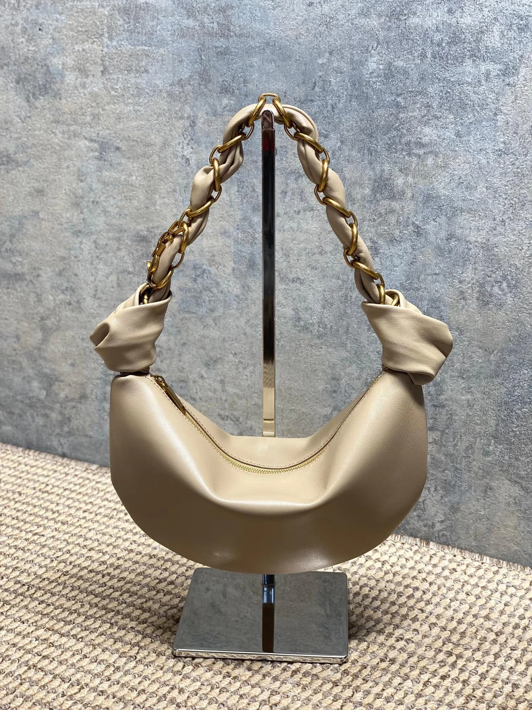 Saint Laurent Amalia Mini Hobo Bag — Beige product view 1