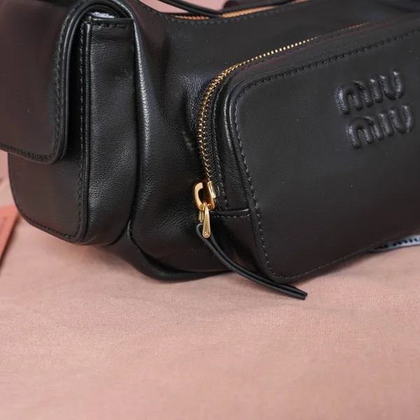 Miu Miu Pocket Shoulder Bag in Black Nappa Leather product view 9