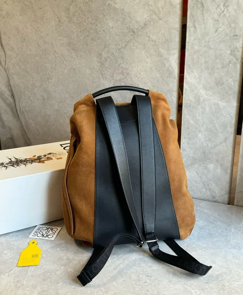 Loewe Flamenco Backpack in Brown Suede Calfskin product view 9