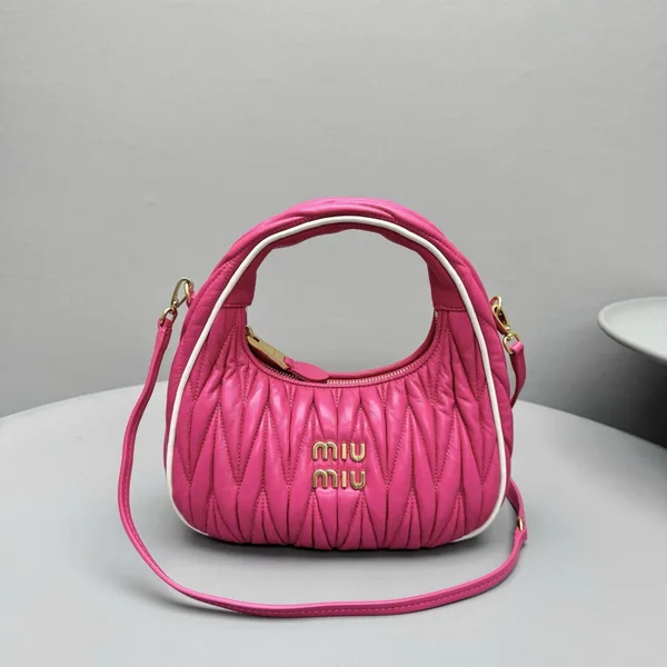 Miu Miu Wander Hobo Bag in Fuchsia Matelasse Nappa Leather product view 5