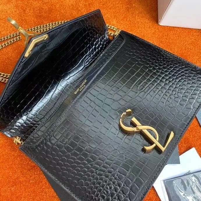 Saint Laurent Cassandra Medium Bag In Black Croc-Embossed Leather product view 7