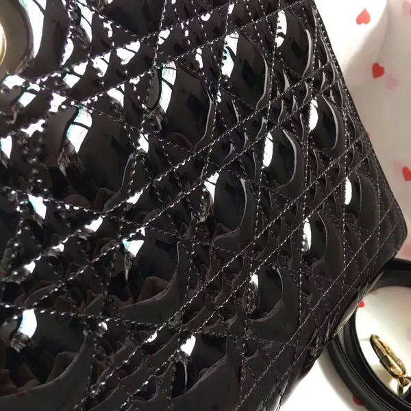 Dior Lady Dior Medium Bag In Black Patent Leather product view 8