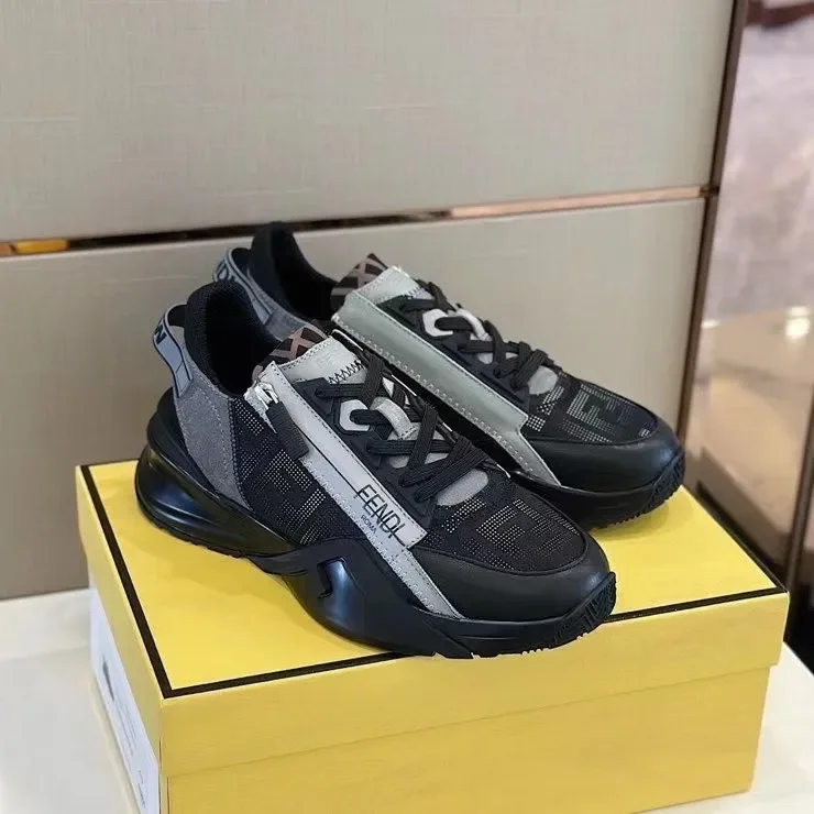 Fendi Flow Low-Top Sneakers in Black & Grey product view 1