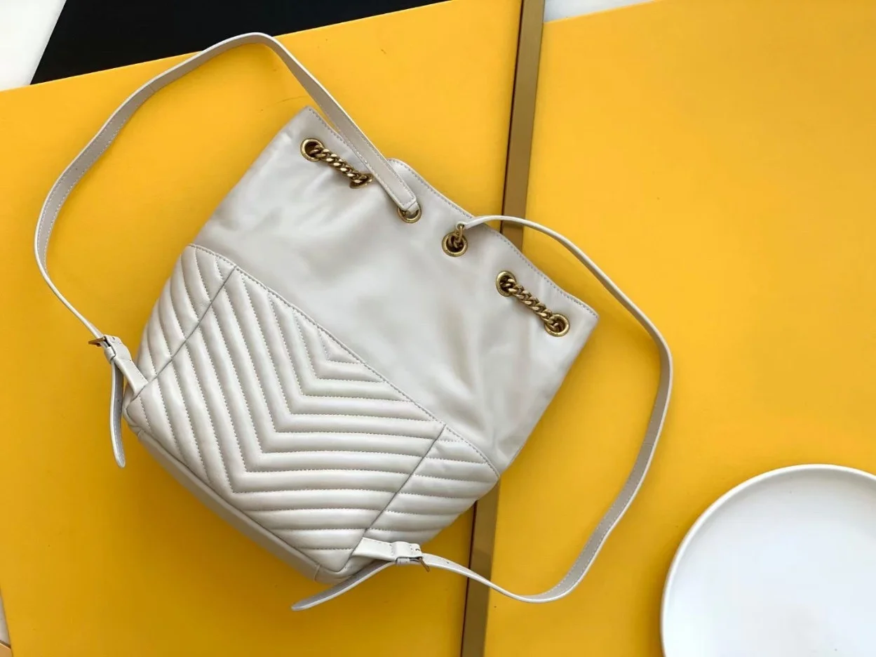 Saint Laurent Joe Backpack In White Quilted Lambskin product view 3