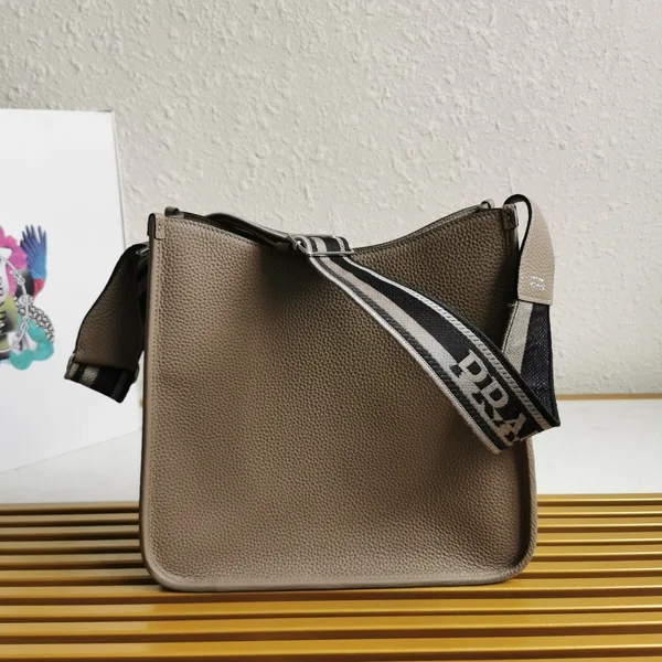 Prada Hobo Bag in Grey Grained Leather product view 2