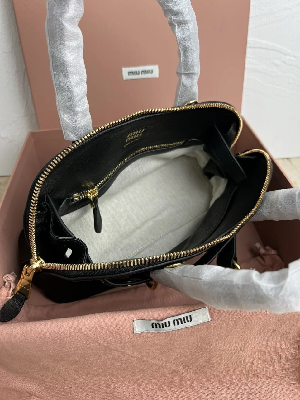 Miu Miu Aventure Small Top-handle Bag in Black Nappa Leather product view 5