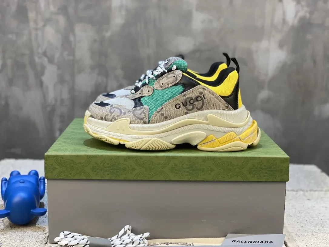 Gucci Balenciaga Triple S Beige Green Yellow Sneaker product view 1