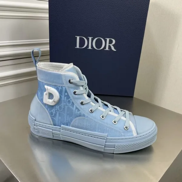 Dior Men’s B23 High-top Sneakers In Ligth Blue Oblique Canvas product view 2