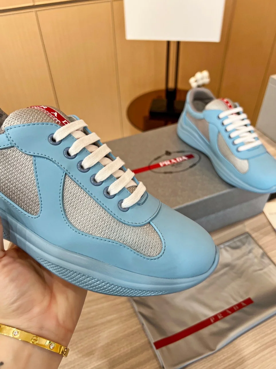 Prada America’s Cup Sneakers in Blue Rubber and Bike Fabric product view 4