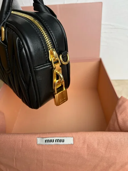 Miu Miu Arcadie Small Bag in Black Matelasse Leather product view 4
