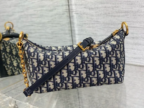 Dior Diorstar Hobo Bag with Chain in Blue Oblique Jacquard product view 2