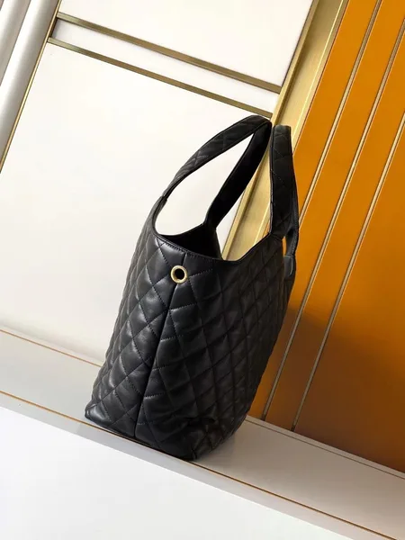 Saint Laurent Icare Medium Tote Bag in Black Quilted Lambskin product view 7