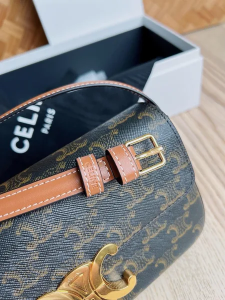 Celine Claude Shoulder Bag in Black Triomphe Canvas product view 8