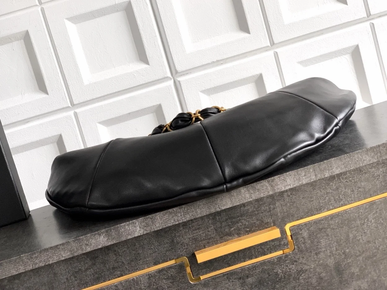Saint Laurent Amalia Hobo Bag in Black Lambskin product view 5