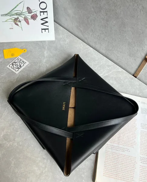Loewe Large Puzzle Fold Tote Bag in Black Calfskin product view 7