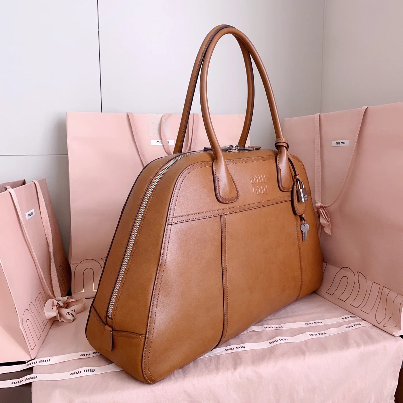 Miu Miu Vivant Leather Bag — Cognac product view 2