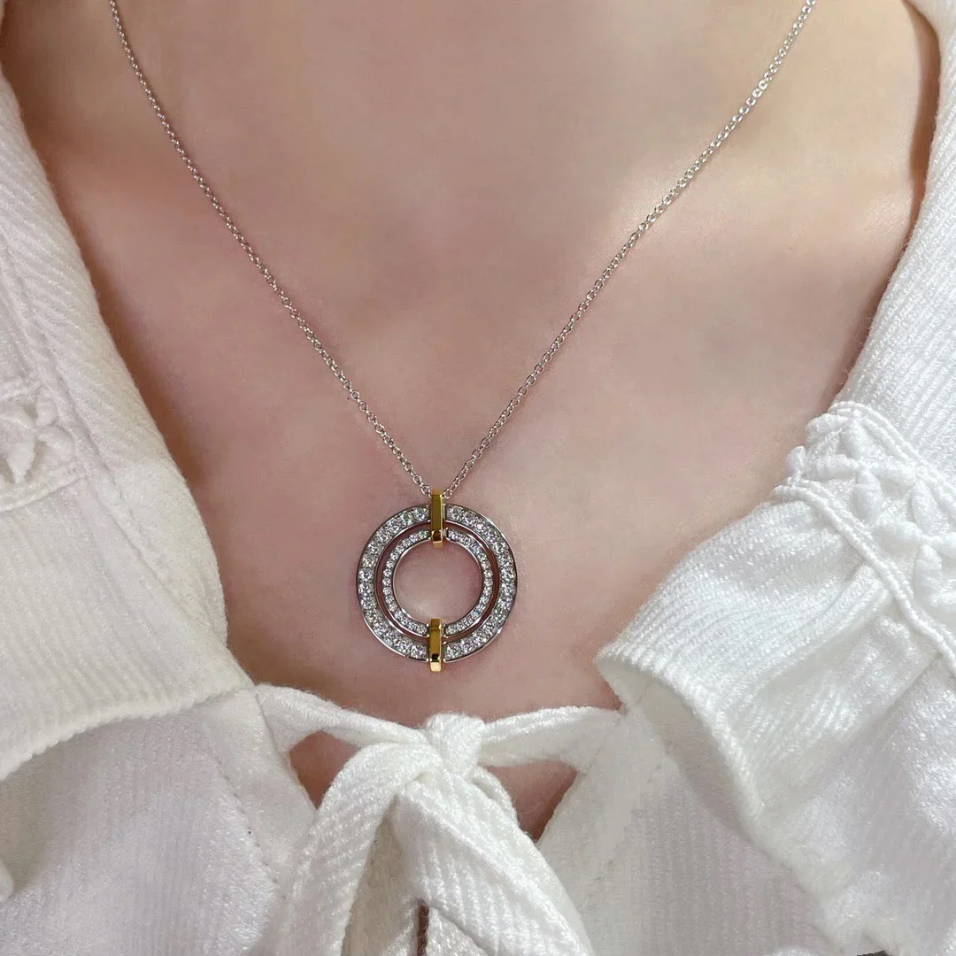 Tiffany & Co. Two-Tone Round Pavé-Effect Pendant Necklace Two-Tone product view 6