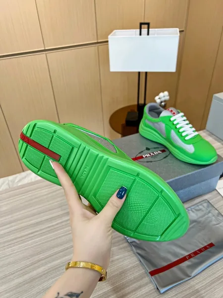 Prada America’s Cup Sneakers in Green Rubber and Bike Fabric product view 3