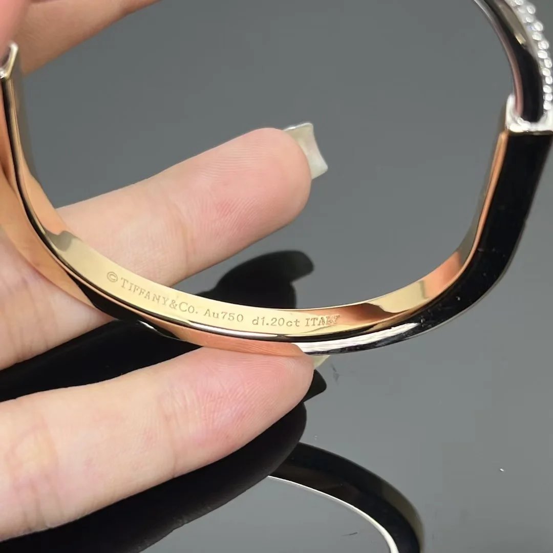 Tiffany & Co. Lock Half Pavé-Effect Hinged Bangle Gold-Tone product view 2
