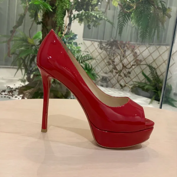 Christian Louboutin New Very Prive 120 Peep-Toe Platform Pumps Red product view 4