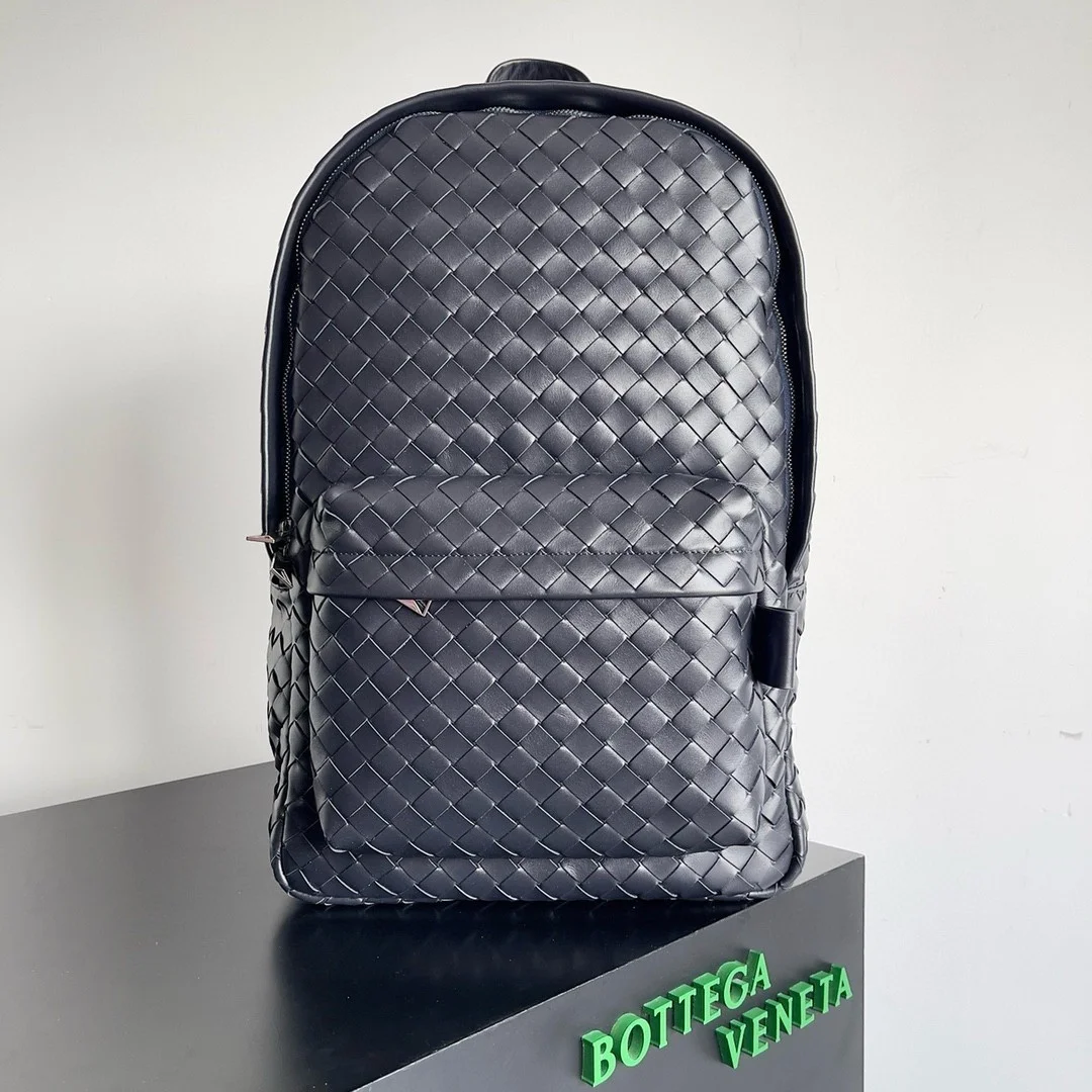 Bottega Veneta Medium Backpack In Dark Blue Intrecciato Calfskin product view 6