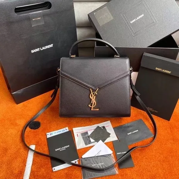 Saint Laurent Cassandra Medium Bag In Black Grained Leather product view 7