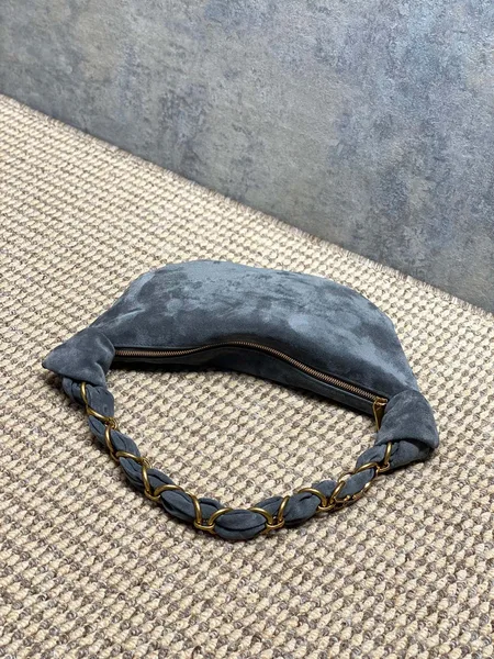 Saint Laurent Amalia Mini Hobo Bag — Grey Suede product view 4