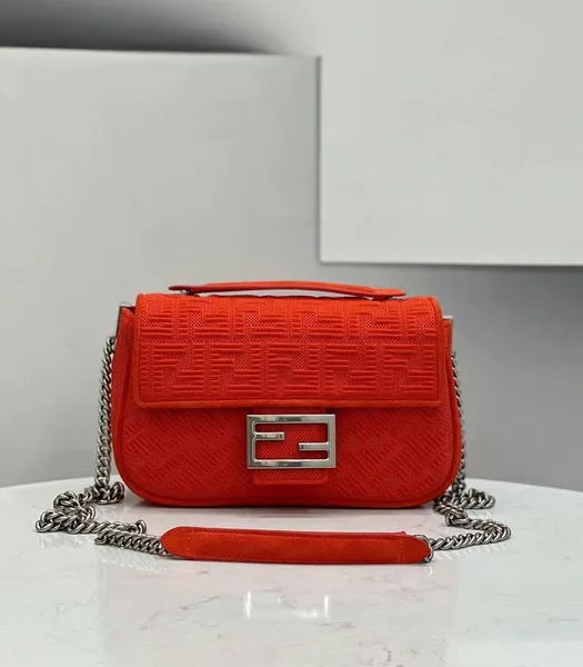 Fendi Baguette Chain Midi Bag In Piment FF Fabric product view 4