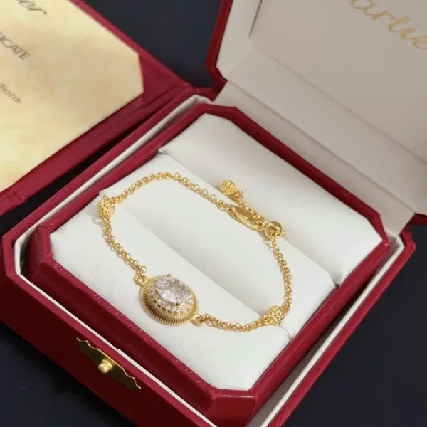 Cartier Gold-Tone Chain Bracelet with Round Pave-Effect Center product view 2