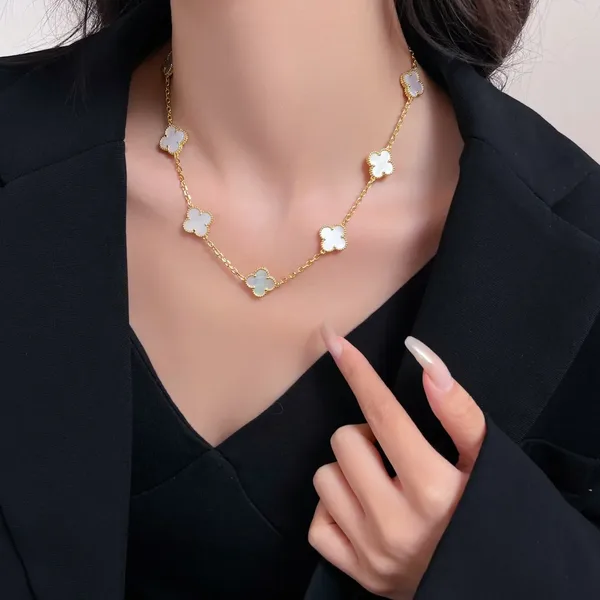 Van Cleef & Arpels Alhambra White Ten-Motif Gold-Tone Necklace product view 9