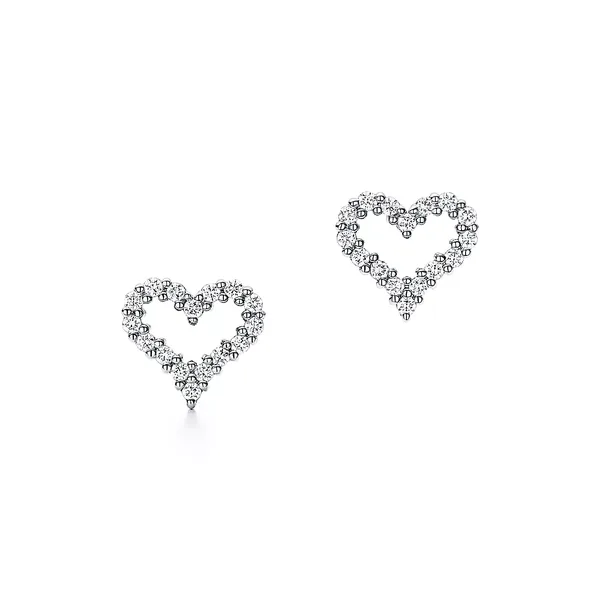 Tiffany & Co. Pavé-Effect Open Heart Stud Earrings Silver-Tone product view 7