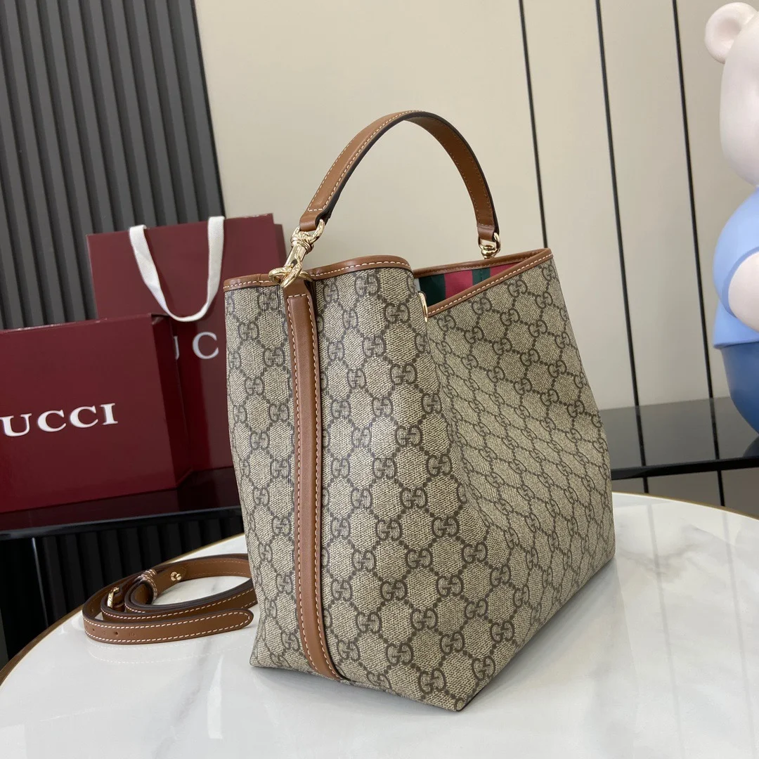 Gucci Gg Emblem Medium Bucket Bag — Beige and Brown product view 2