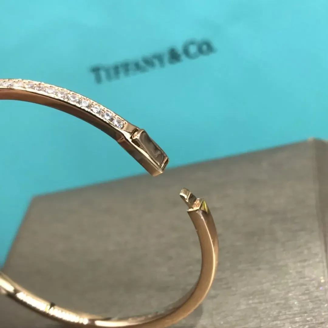 Tiffany & Co. Double T Full Pavé-Effect Bangle Silver-Tone product view 3