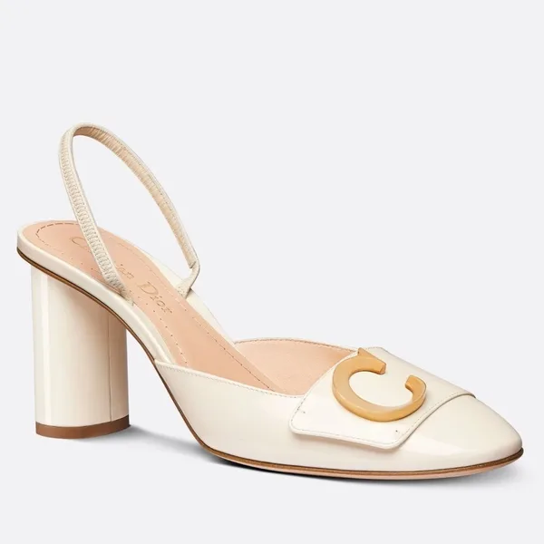 Dior C’est Slingback Pumps 80MM in White Patent Calfskin product photo