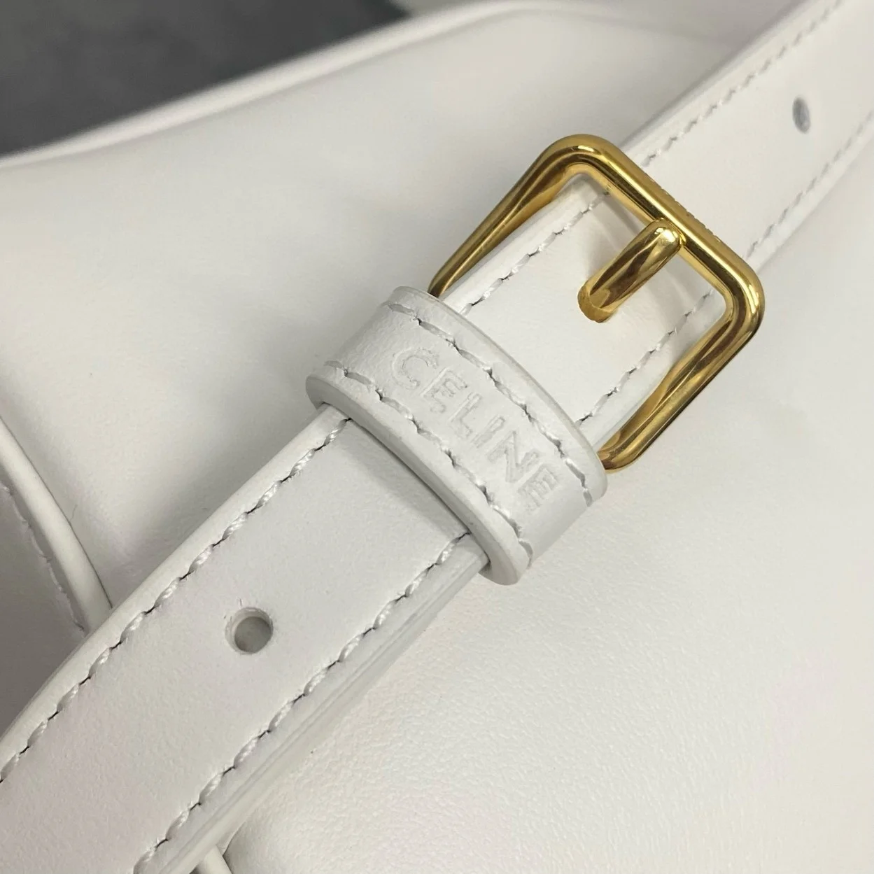 Celine Bonnie Backpack in White Calfskin product view 14